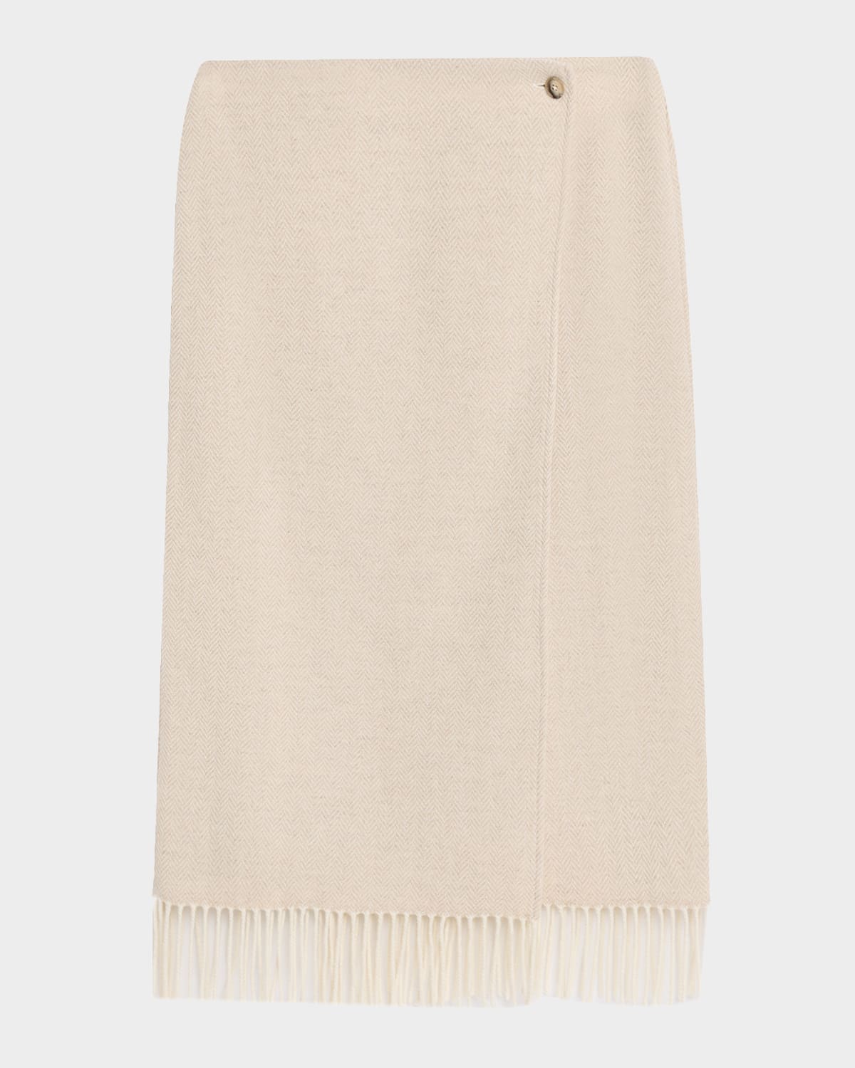 Polo Ralph Lauren Herringbone Wool Fringe Pencil Skirt