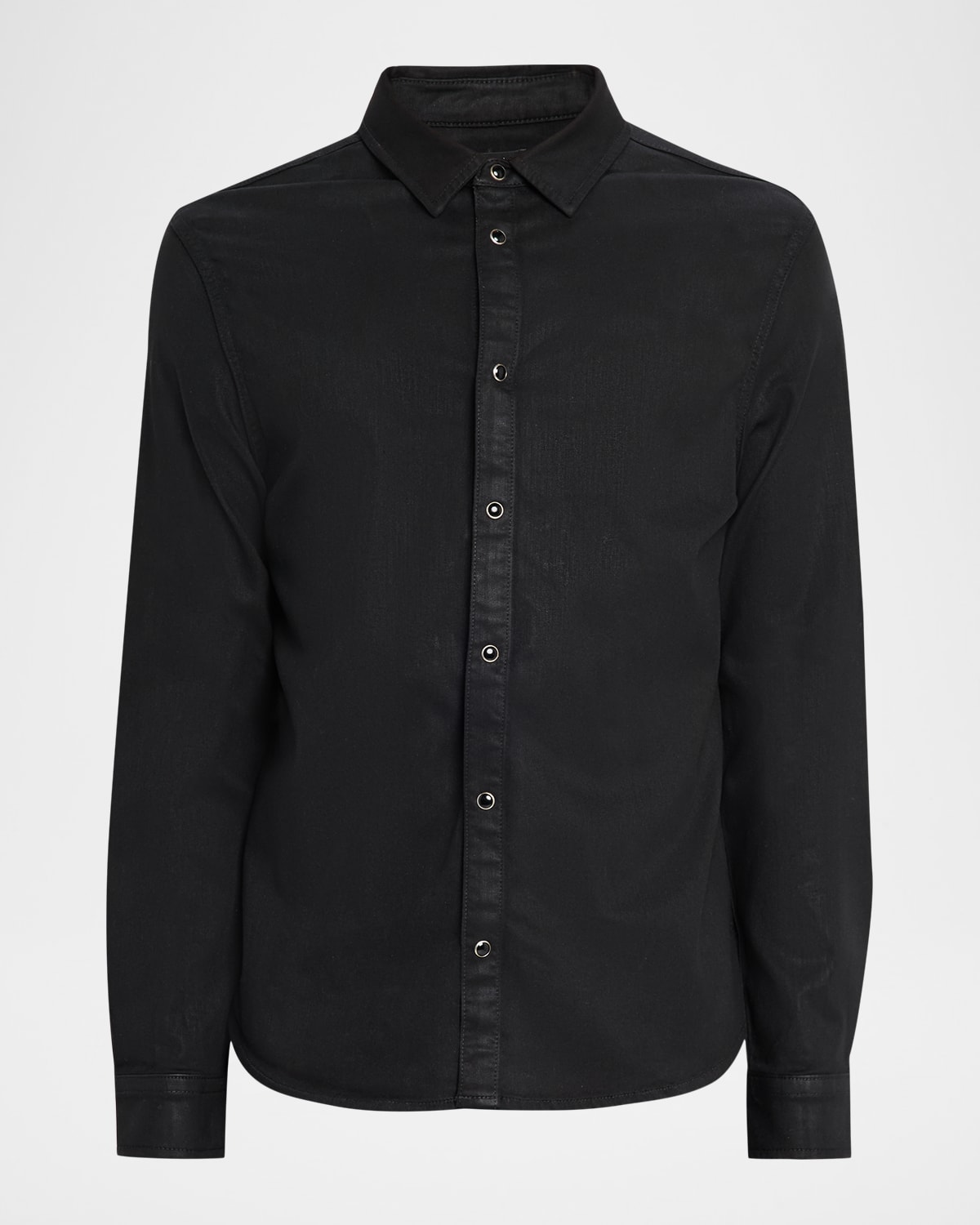 Monfrere Men's Cooper Coated Snap-front Shirt In Black