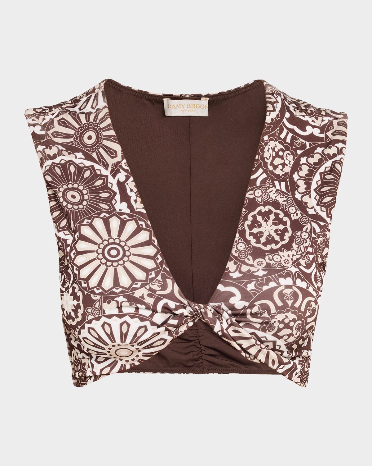 Ramy Brook Printed Oliwia Bikini Top In Brown