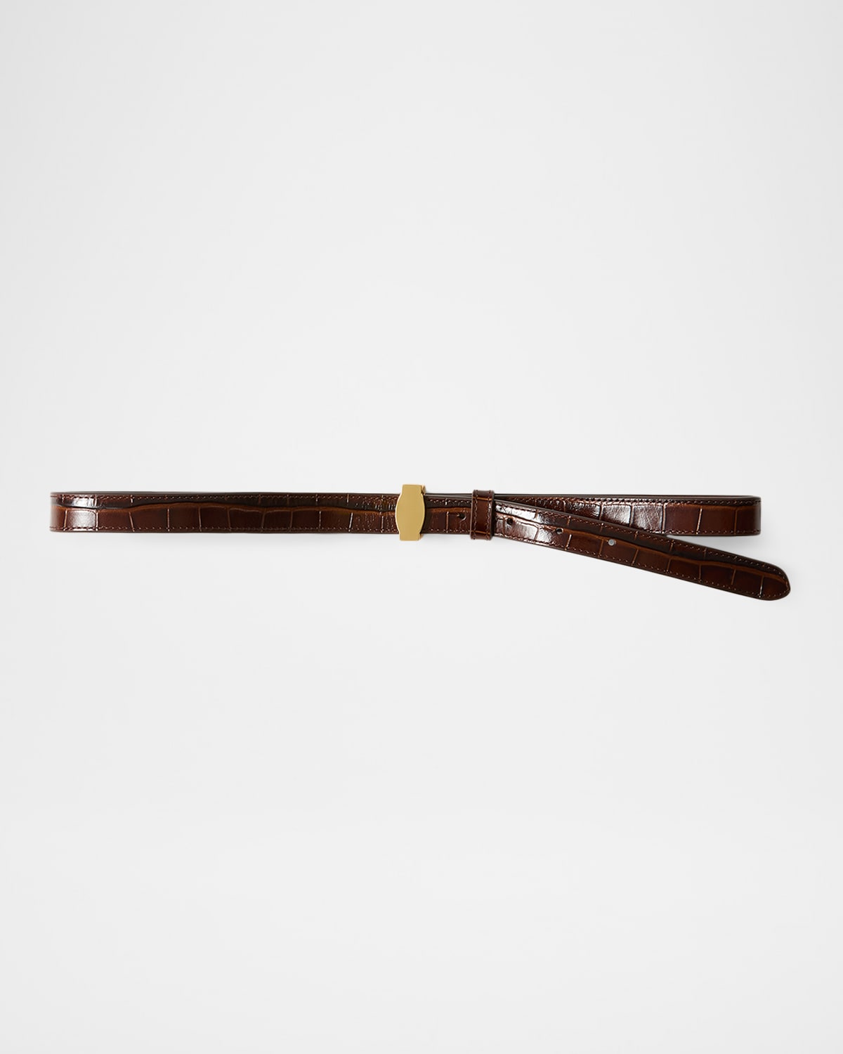 Veronica Beard Dash Croc-embossed Leather Belt In Brown