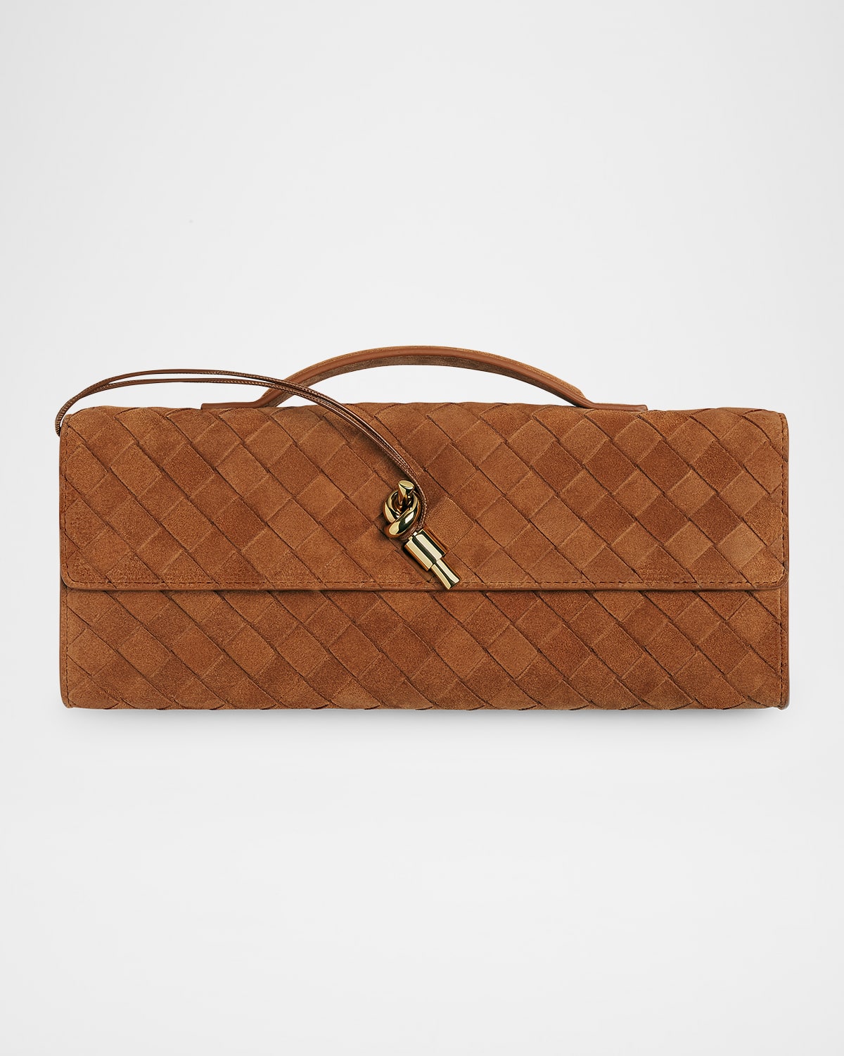 Bottega Veneta Andiamo Leather Clutch Bag In Orange