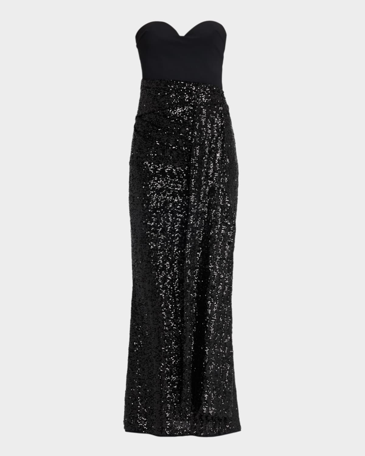 Chiara Boni La Petite Robe Desis Strapless Sequin Column Gown In Black