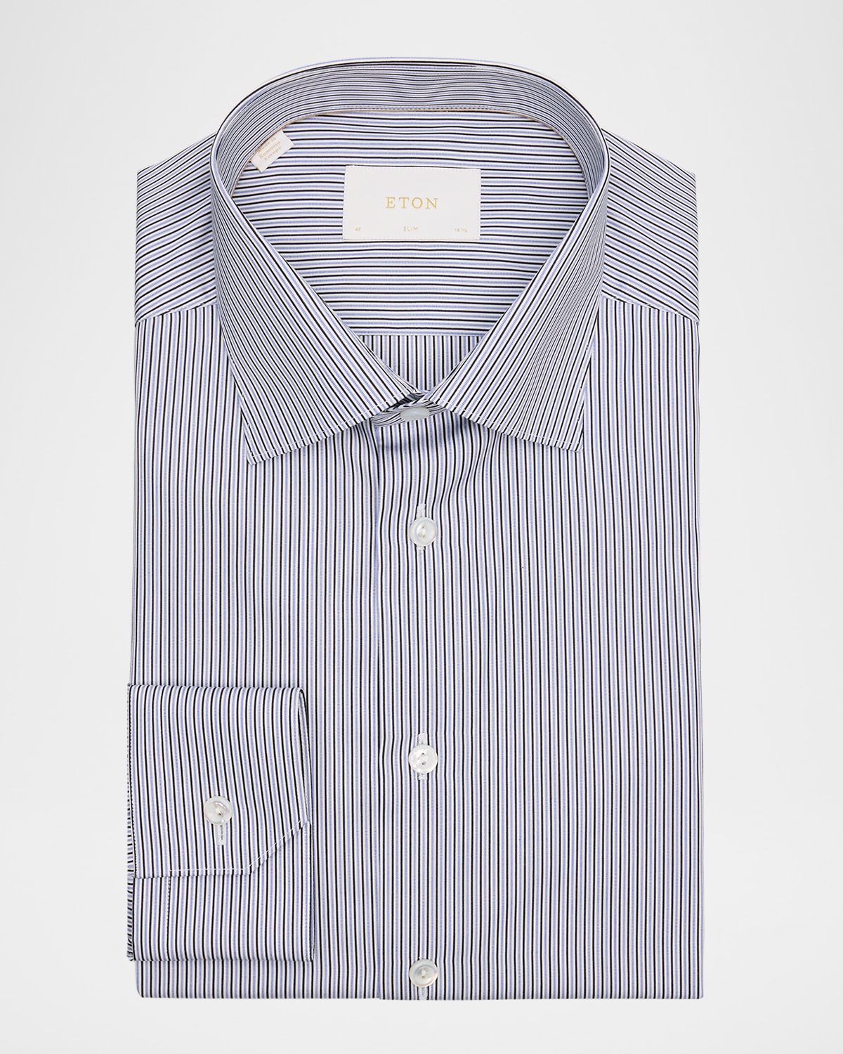 Eton Men 's Slim-Fit Stripe Elevated Organic Cotton Dress Shirt