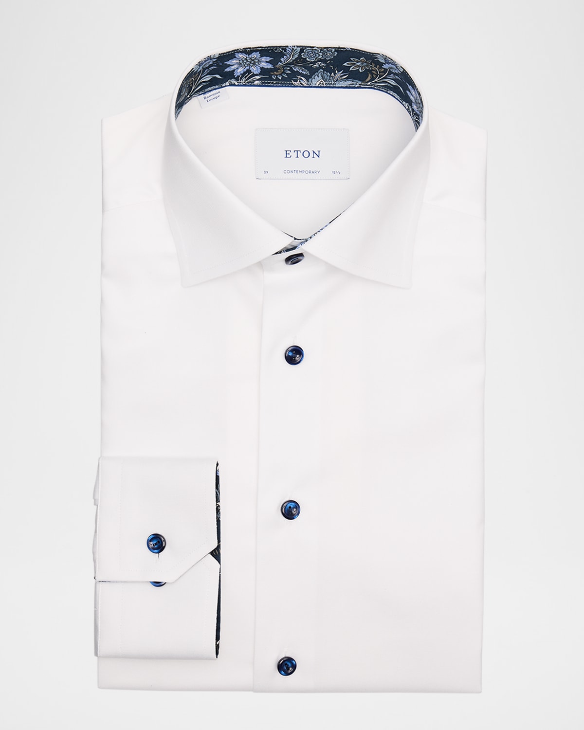 Eton Men 's Contemporary-Fit Organic Cotton Dress Shirt with Floral Lining