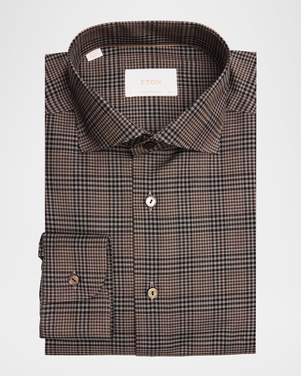 Eton Men 's Contemporary-Fit Plaid Merino Wool Dress Shirt