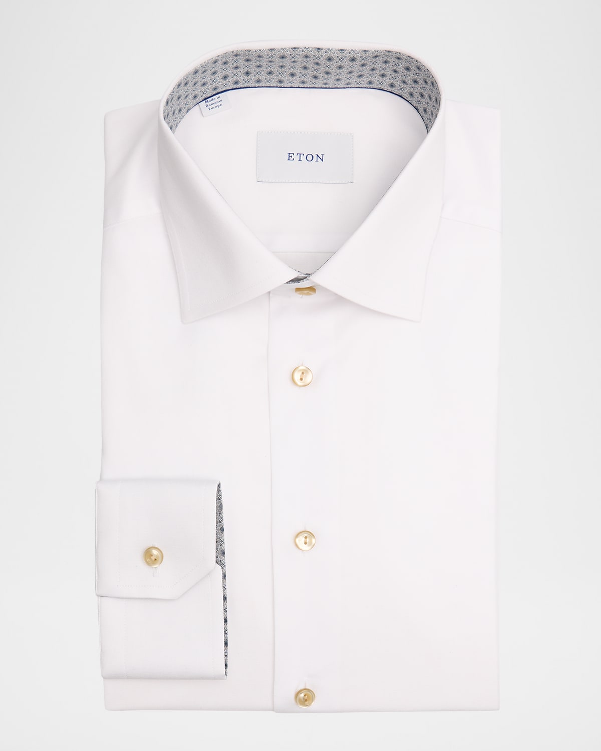 Eton Men 's Slim-Fit Organic Cotton Dress Shirt with Medallion Lining