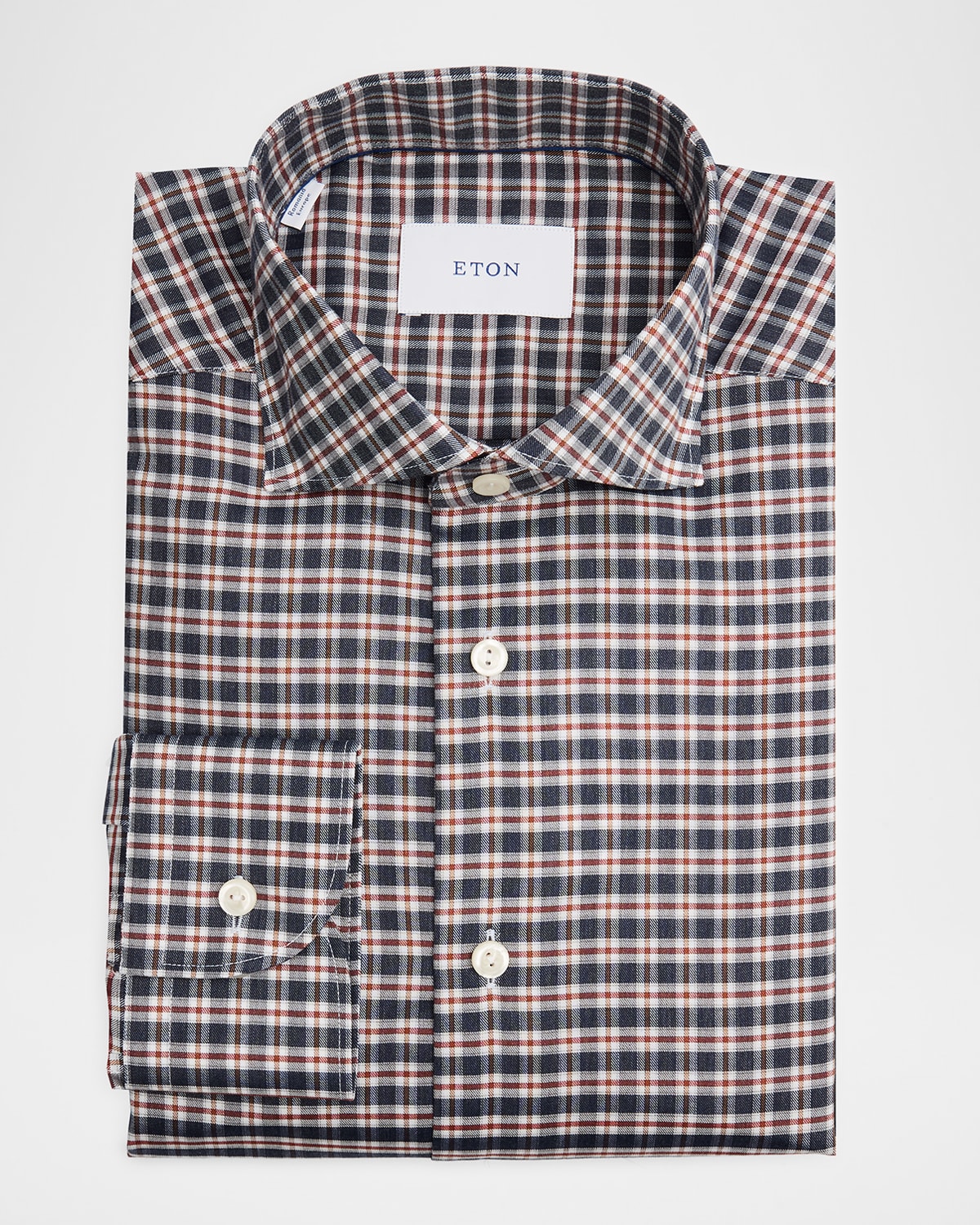 Eton Men 's Slim-Fit Organic Cotton Check Dress Shirt
