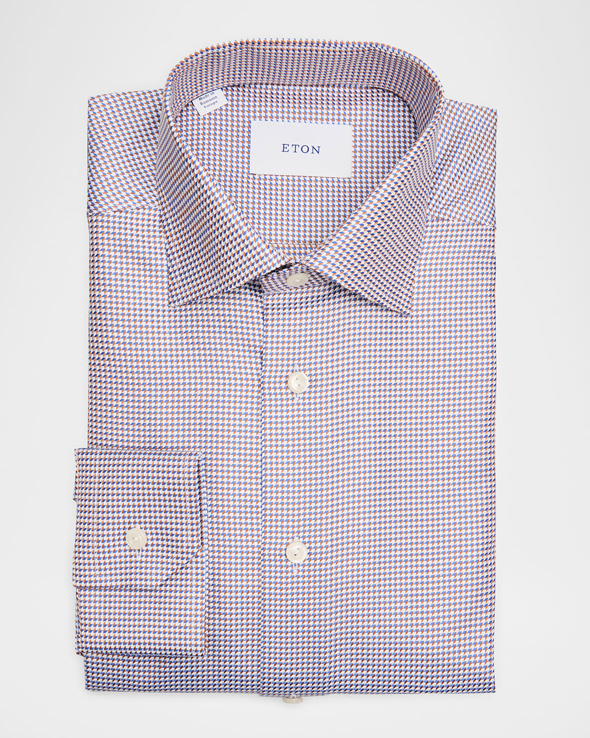 Eton Men 's Slim-Fit Organic Cotton Micro-Chevron Dress Shirt