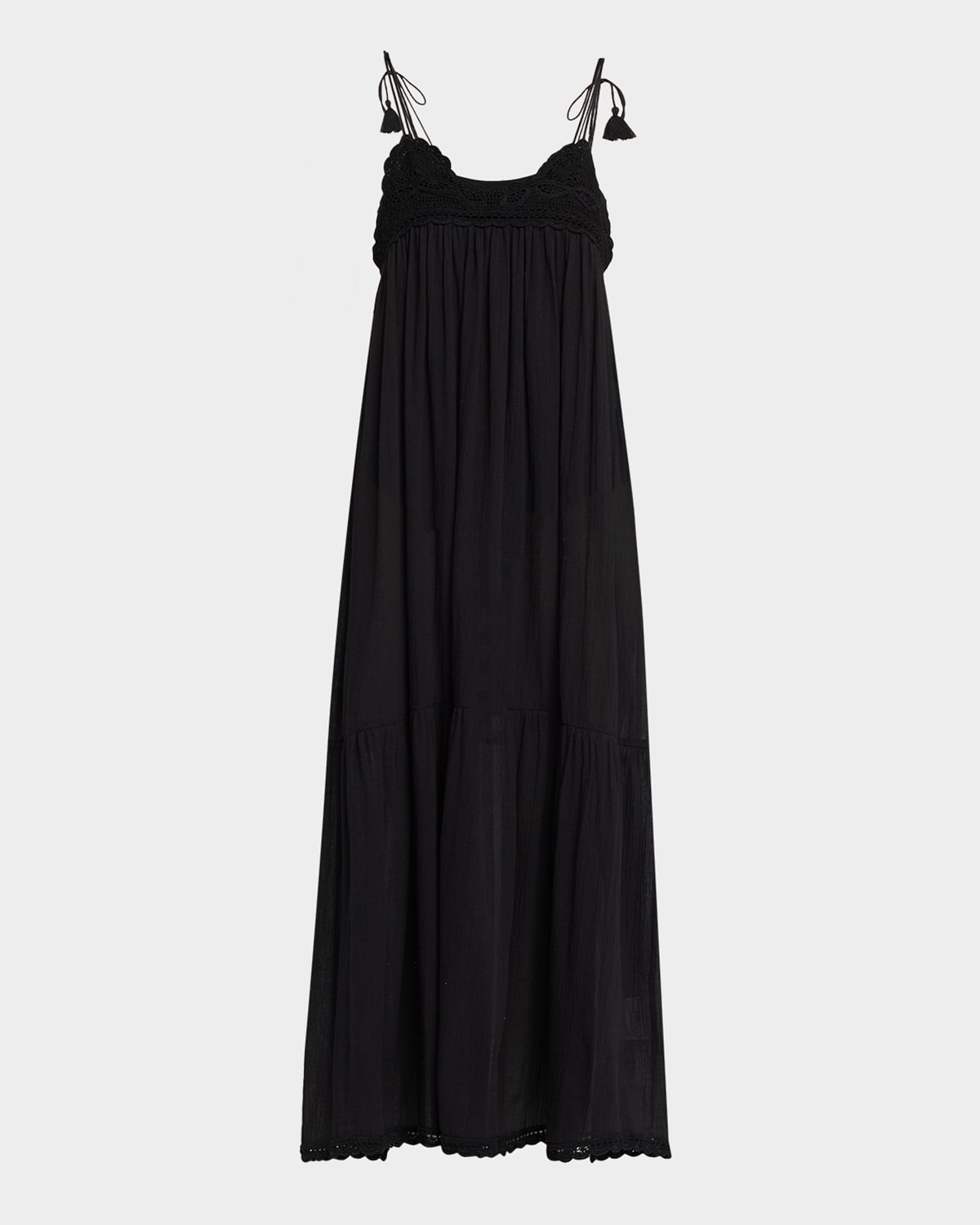 Ulla Johnson Linnea Crochet-trim Midi Sun Dress Coverup In Black