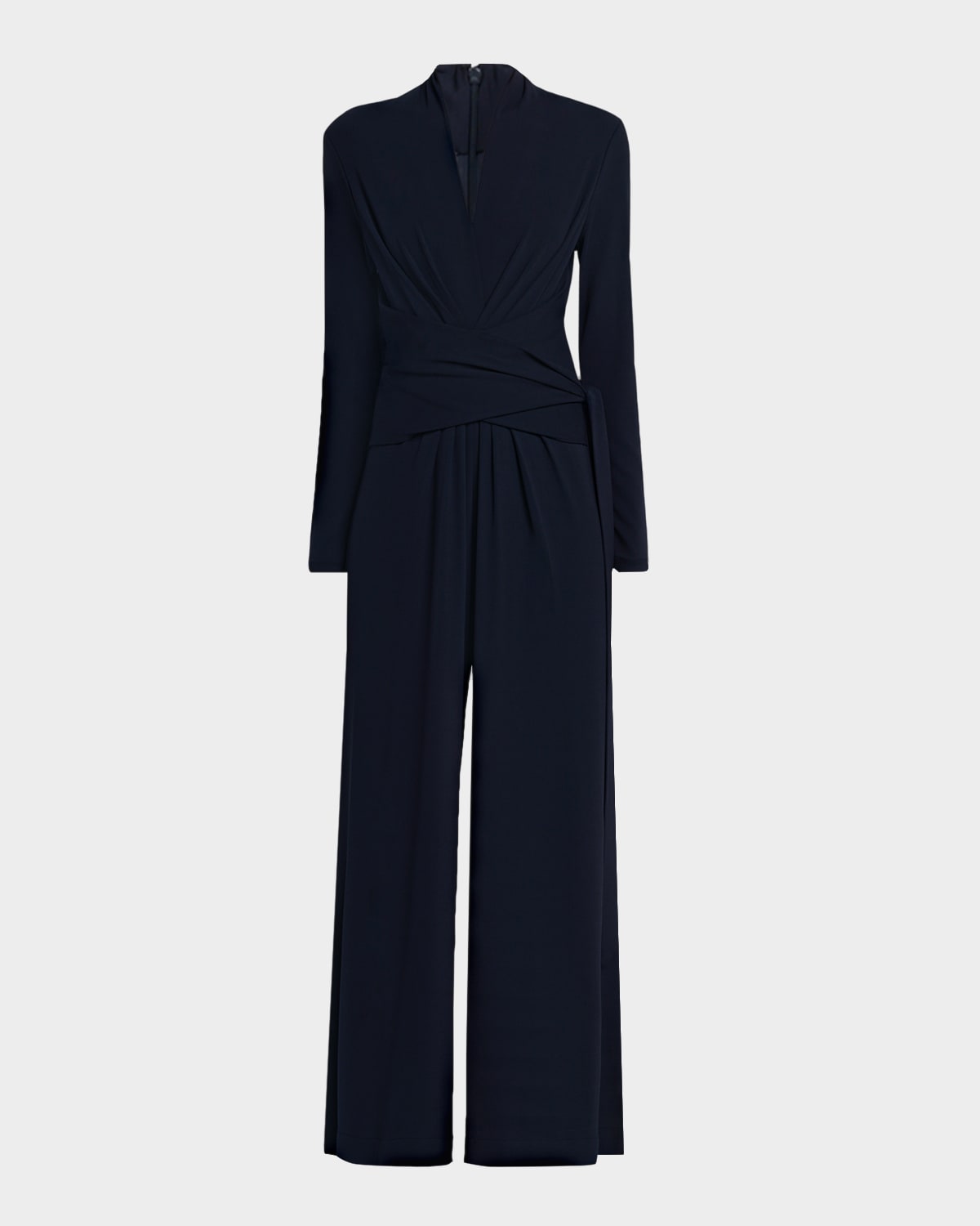 Michael Kors Wrap Jersey Wide-leg Jumpsuit In Blue