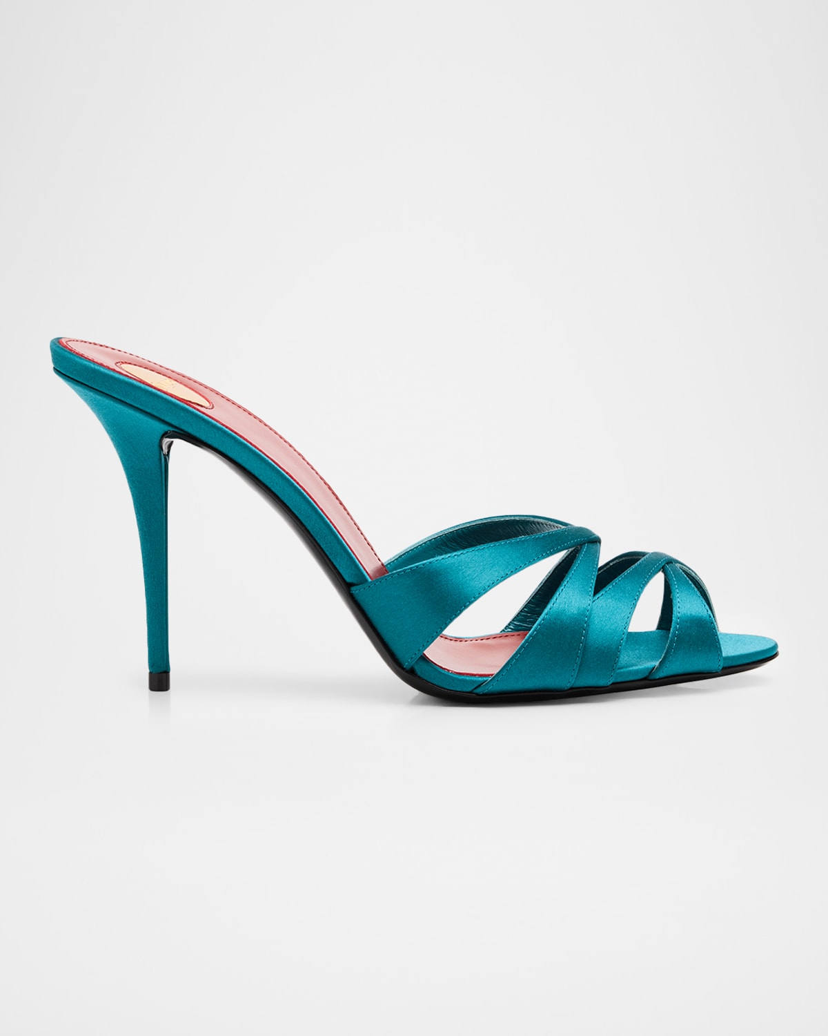 Saint Laurent 95mm Chandelle Satin Mules In Blue