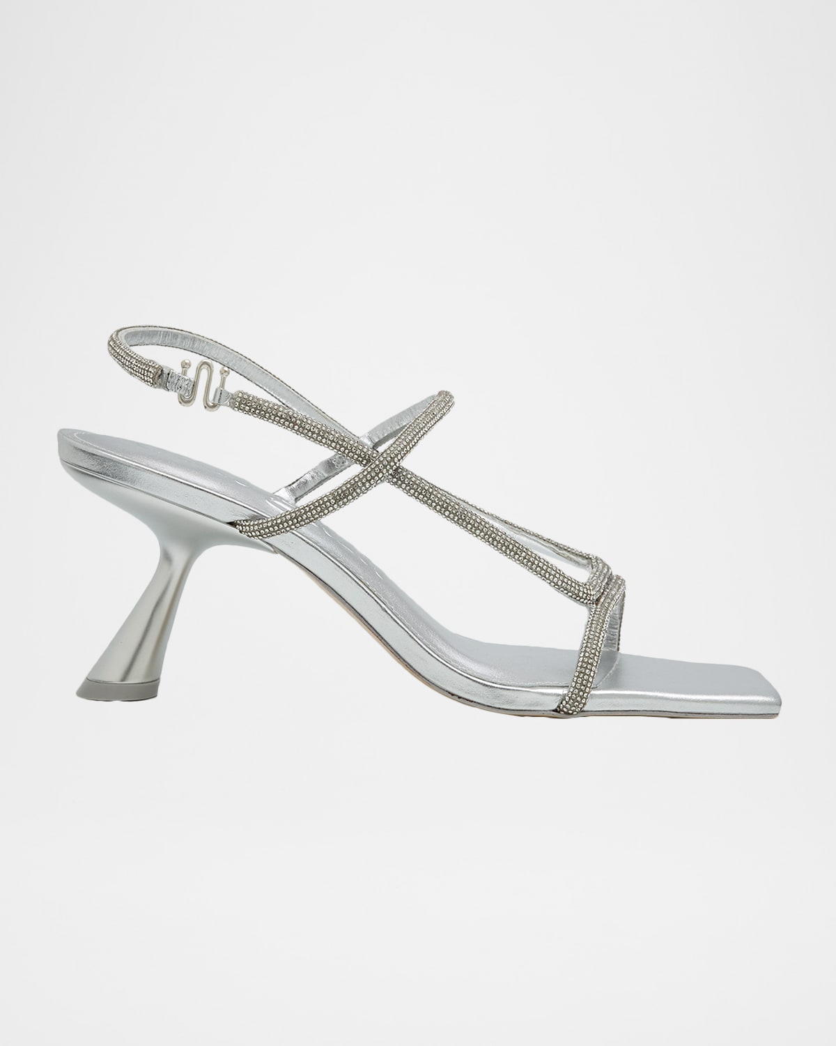 Cult Gaia Reina Rhinestone Metallic Leather Sandals In Transparent