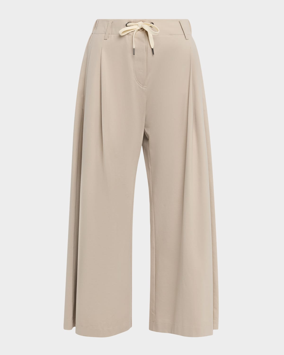 Brunello Cucinelli Pleated Wide-leg Crop Sport Pants