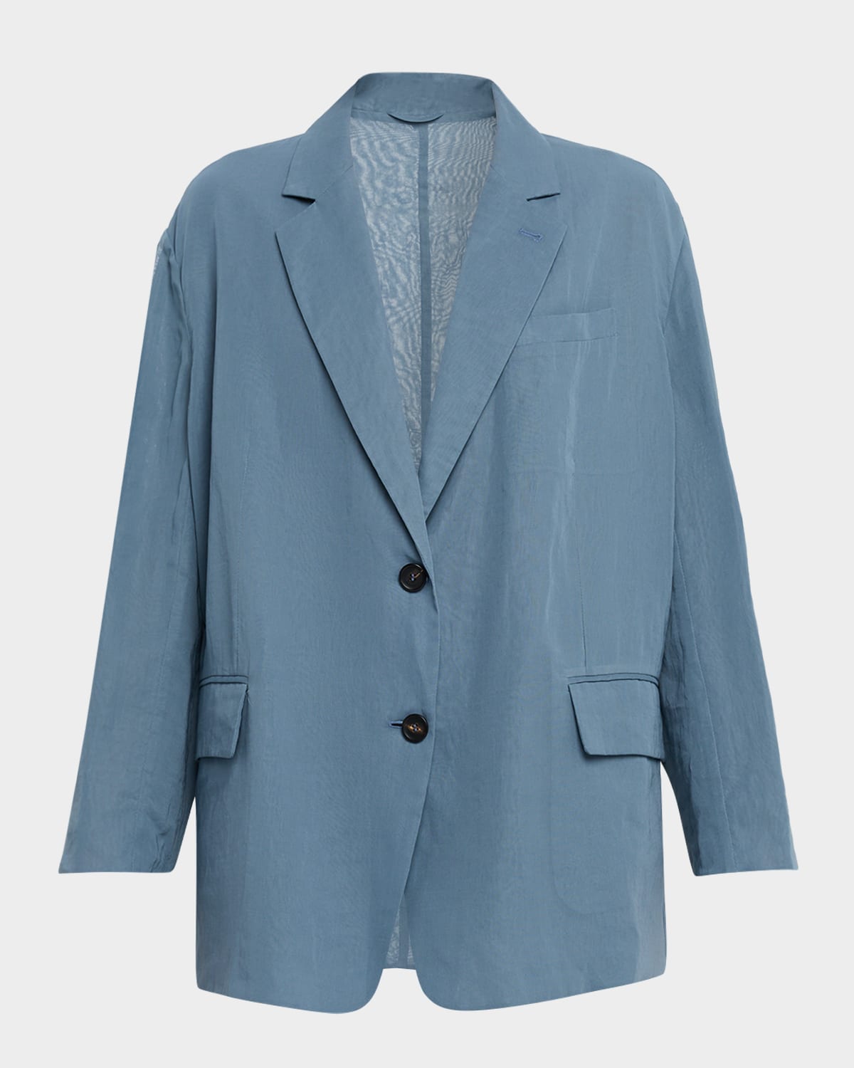 Brunello Cucinelli Cotton Organza Single-breasted Deconstructed Jacket In Blue