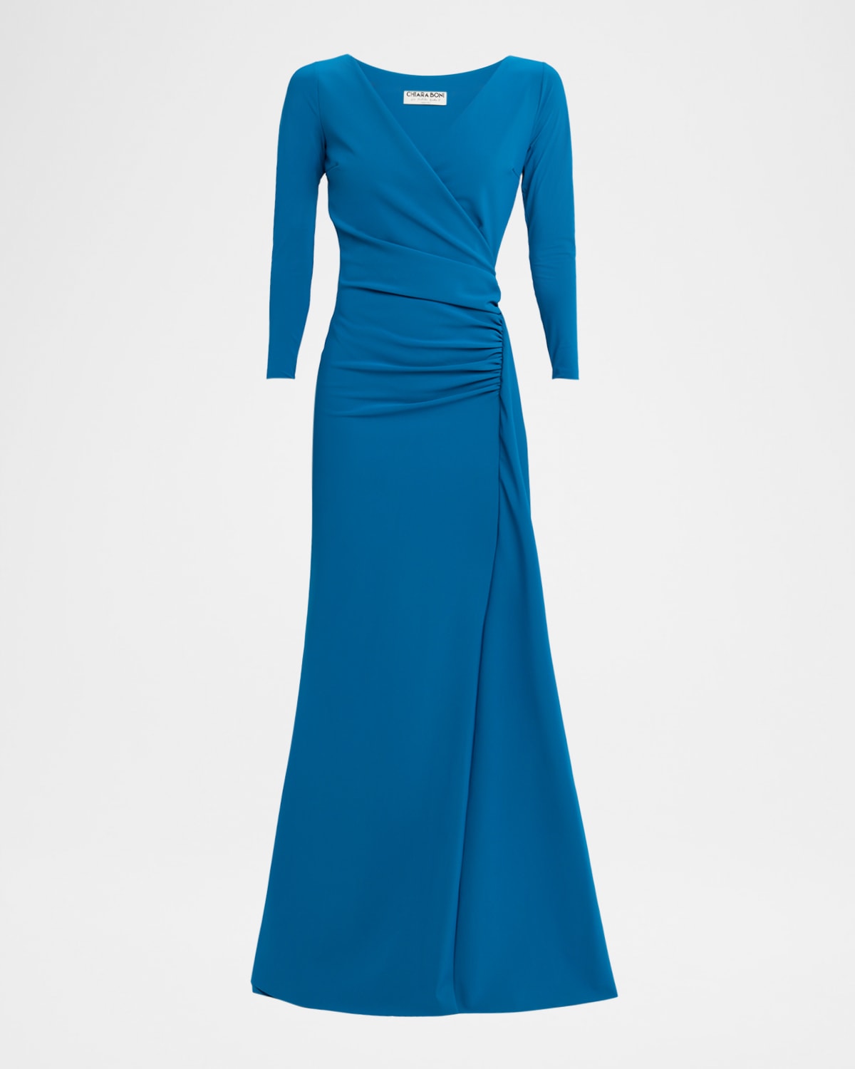 Chiara Boni La Petite Robe Koly Draped Surplice Jersey Gown In Blue
