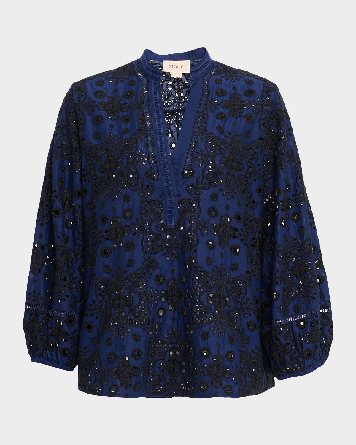 Figue Rylie Broderie Anglaise Peasant Top In Blue