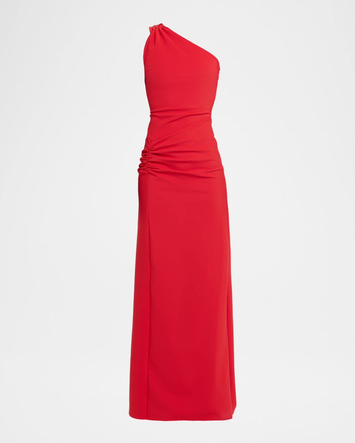 Chiara Boni La Petite Robe Kashana Ruched One-shoulder Long Gown In Red