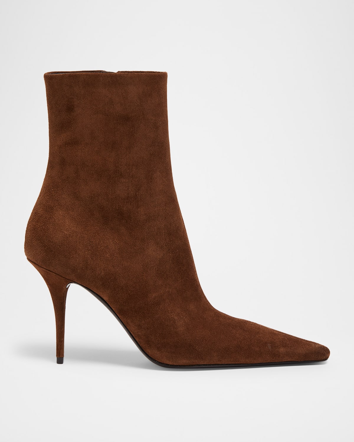 Saint Laurent 90mm Ashley Suede Ankle Booties In Brown