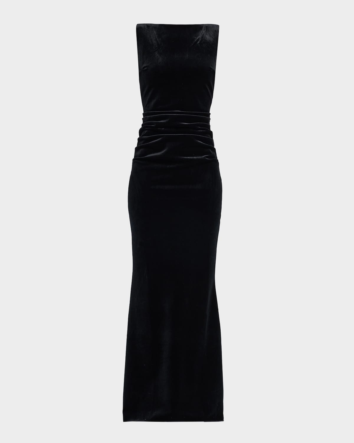 Chiara Boni La Petite Robe Nima Low-back Velvet Mermaid Gown In Black
