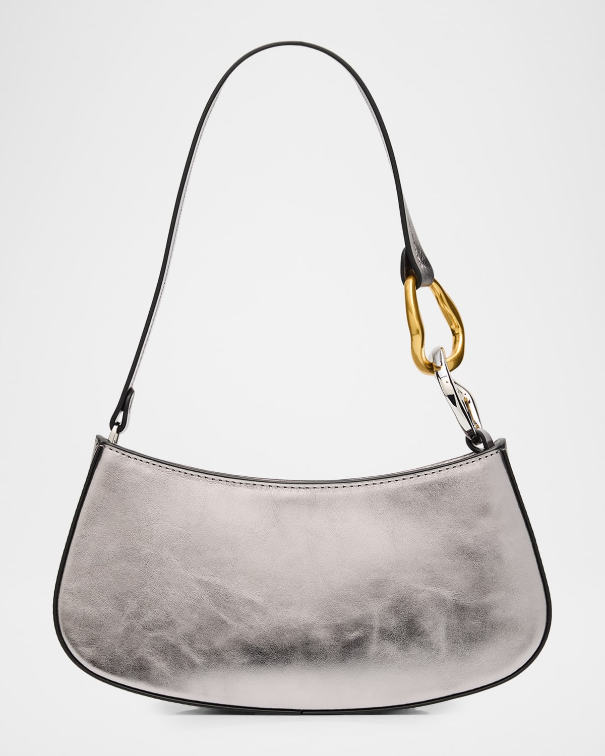 STAUD Ollie Metallic Leather Shoulder Bag