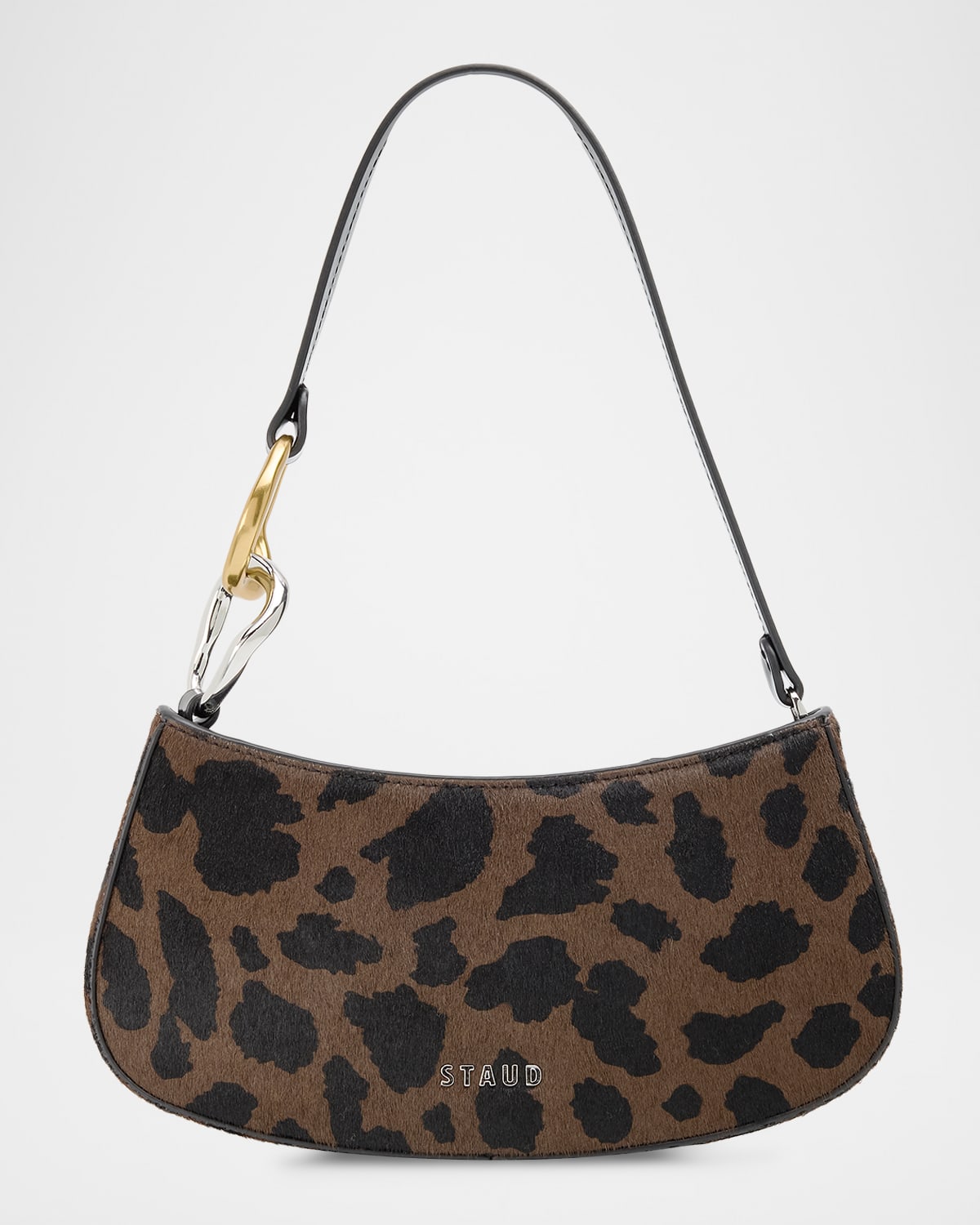 STAUD Ollie Animal-Print Calf Hair Shoulder Bag