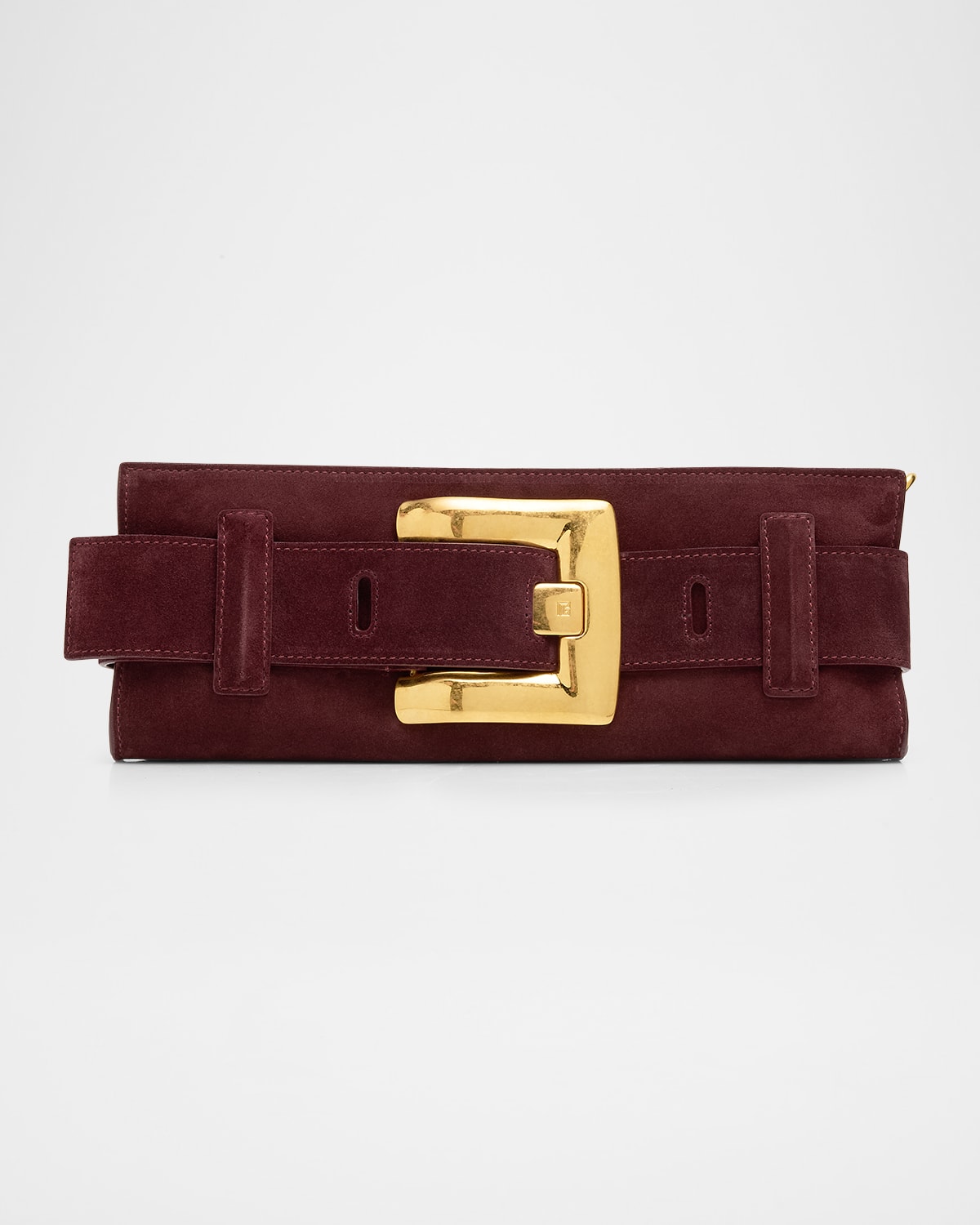 Balmain Anthem Mini Suede Clutch Bag