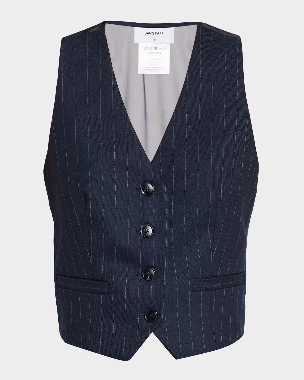 Sans Faff Atlas Pinstripe Twill Vest In Blue