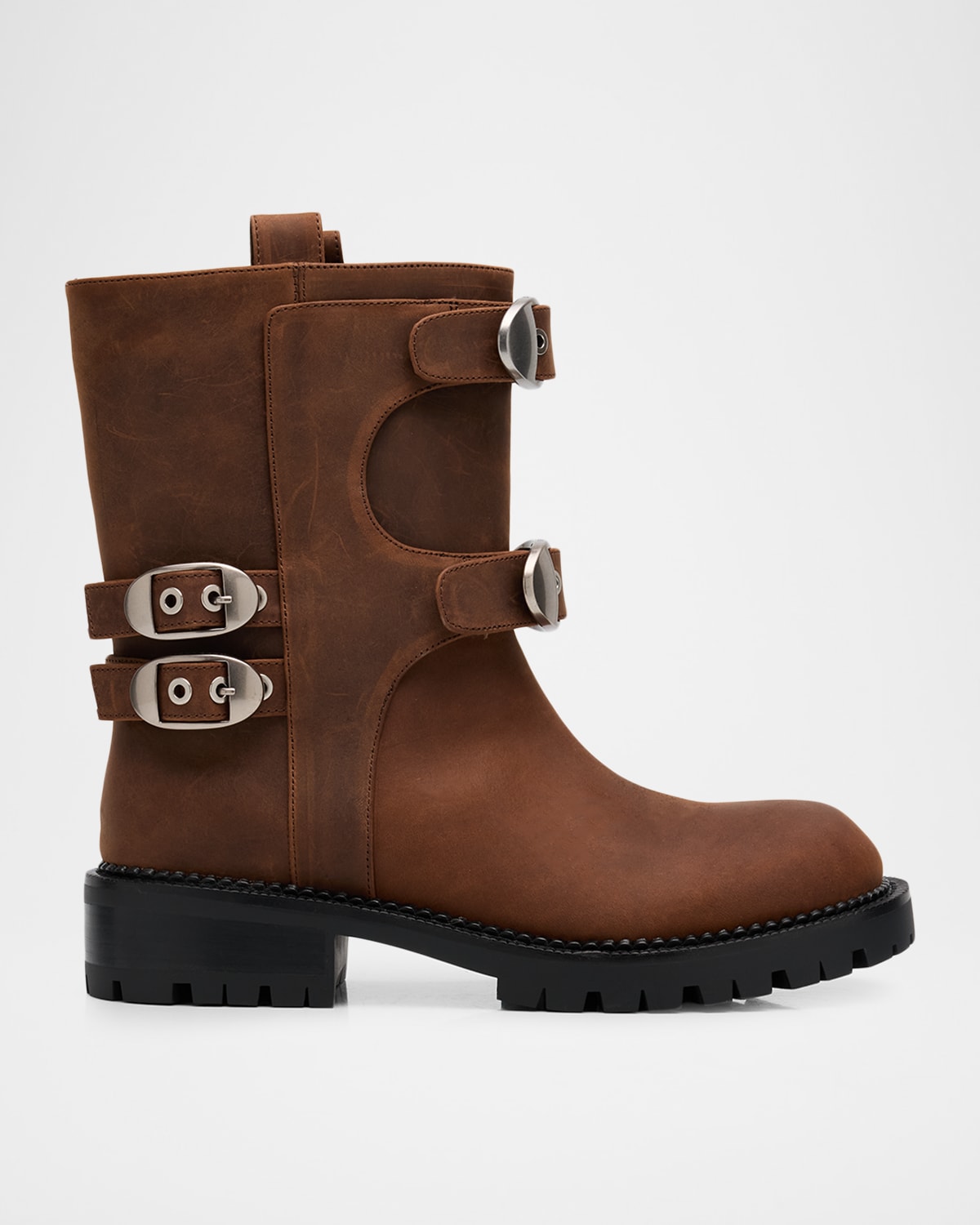 Marc Jacobs The Kiki Leather Moto Ankle Boots In Brown