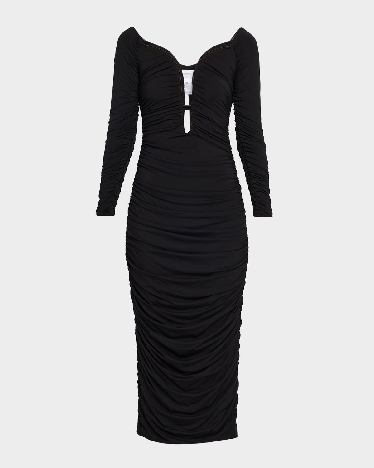 Sans Faff Wren Long-sleeve Ruched Midi Dress In Black
