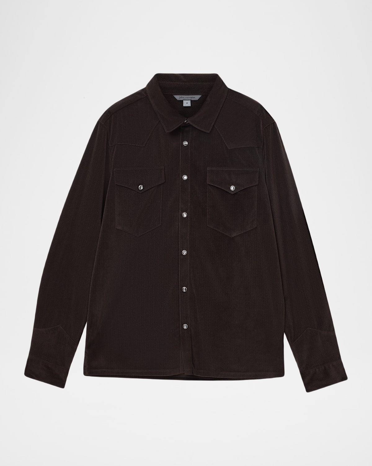 John Varvatos Men 's Andres Herringbone Snap-Front Western Shirt