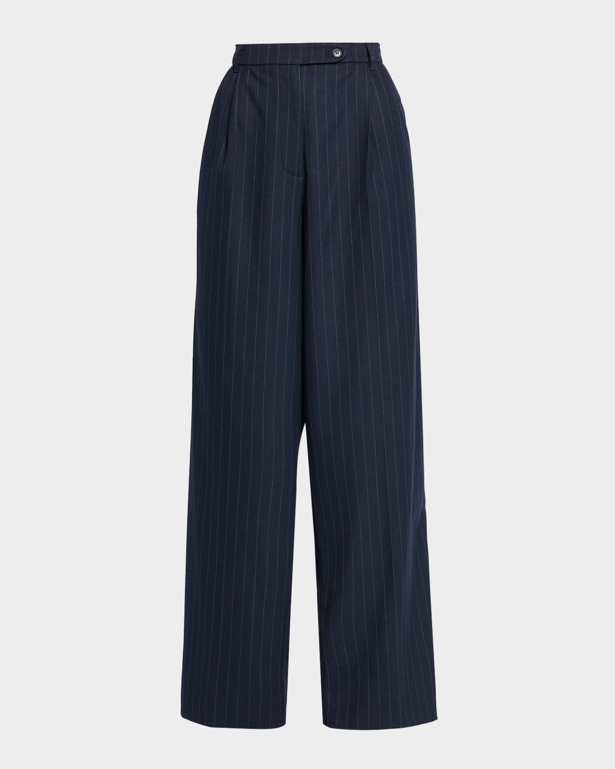 Sans Faff Atlas Pinstripe Twill Trousers In Blue