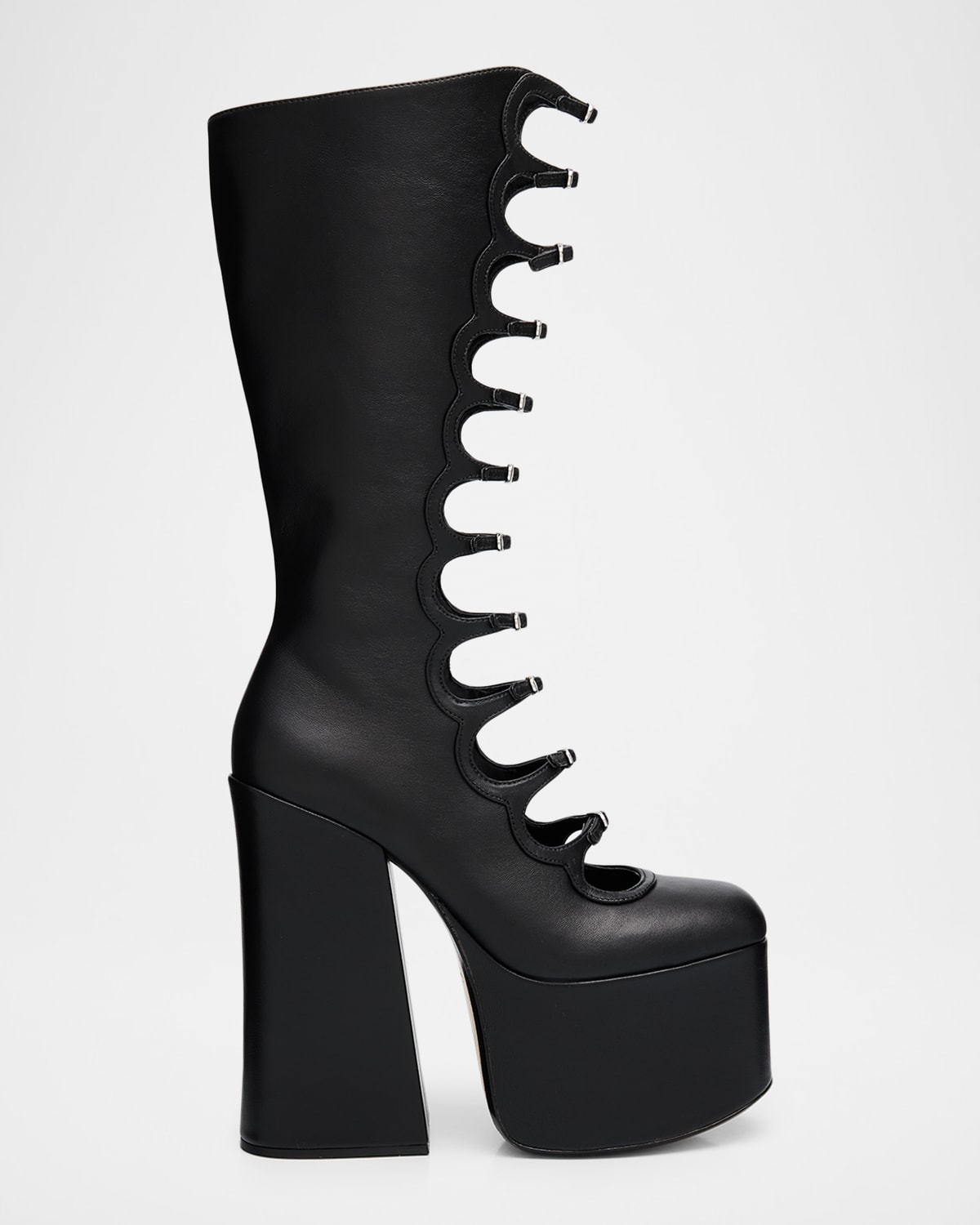 Marc Jacobs The Kiki Leather Multi-buckle Platform Knee-high Boots In Black