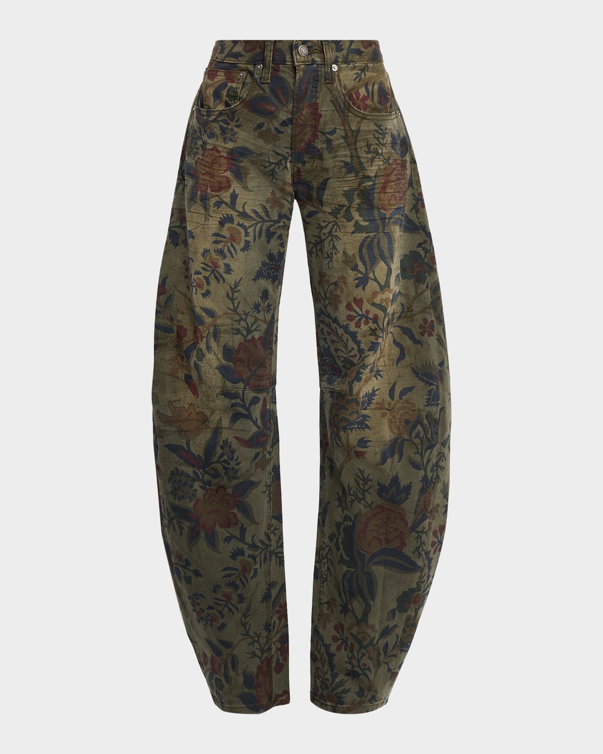 Cout De La Liberte Floral Barrel-leg Jeans In Brown