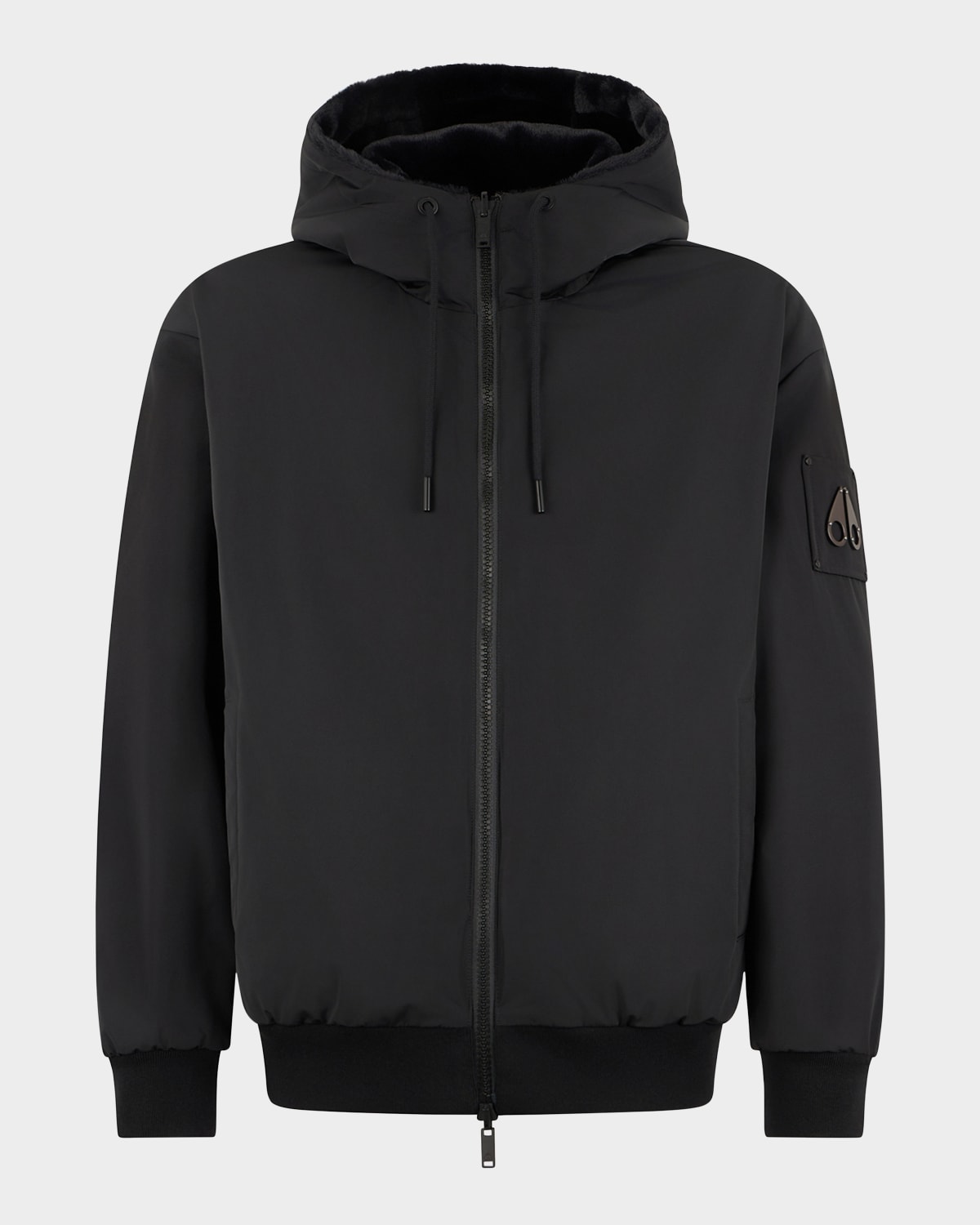 Moose Knuckles Men's Roland Reversible Bunny Jacket With Faux Fur In Black