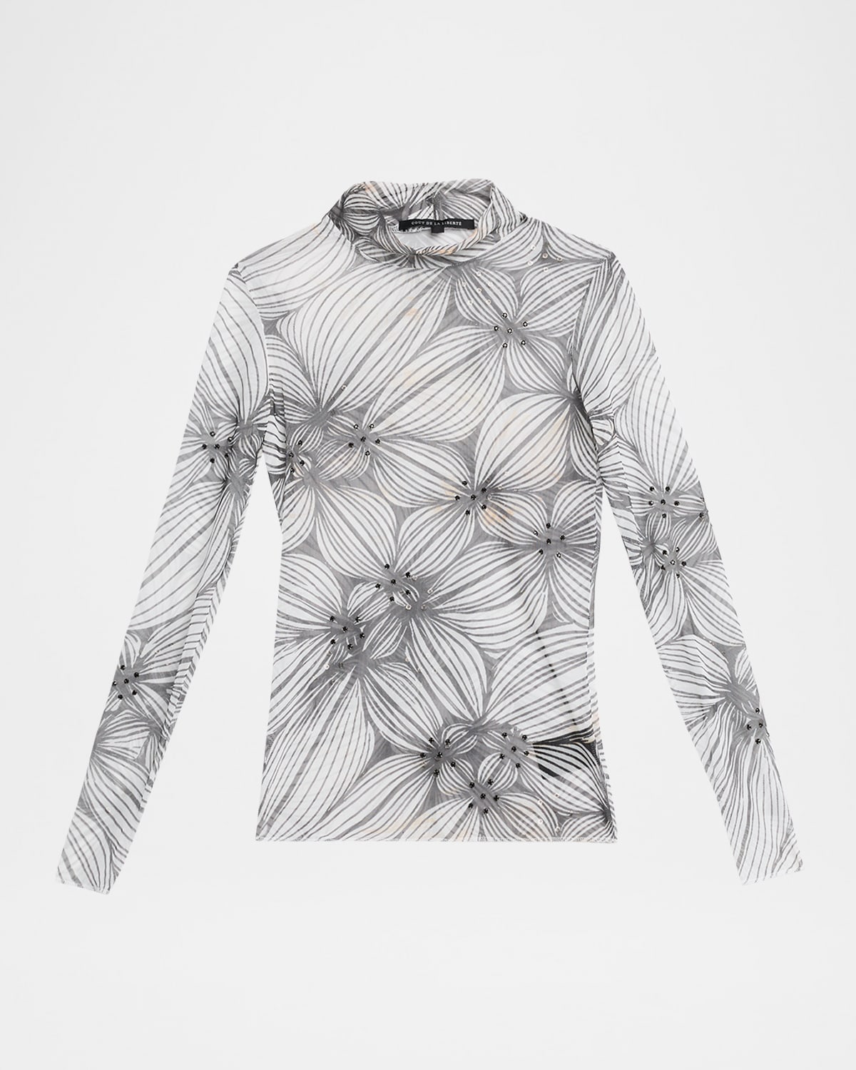 Cout De La Liberte Natasha Printed Mesh Turtleneck