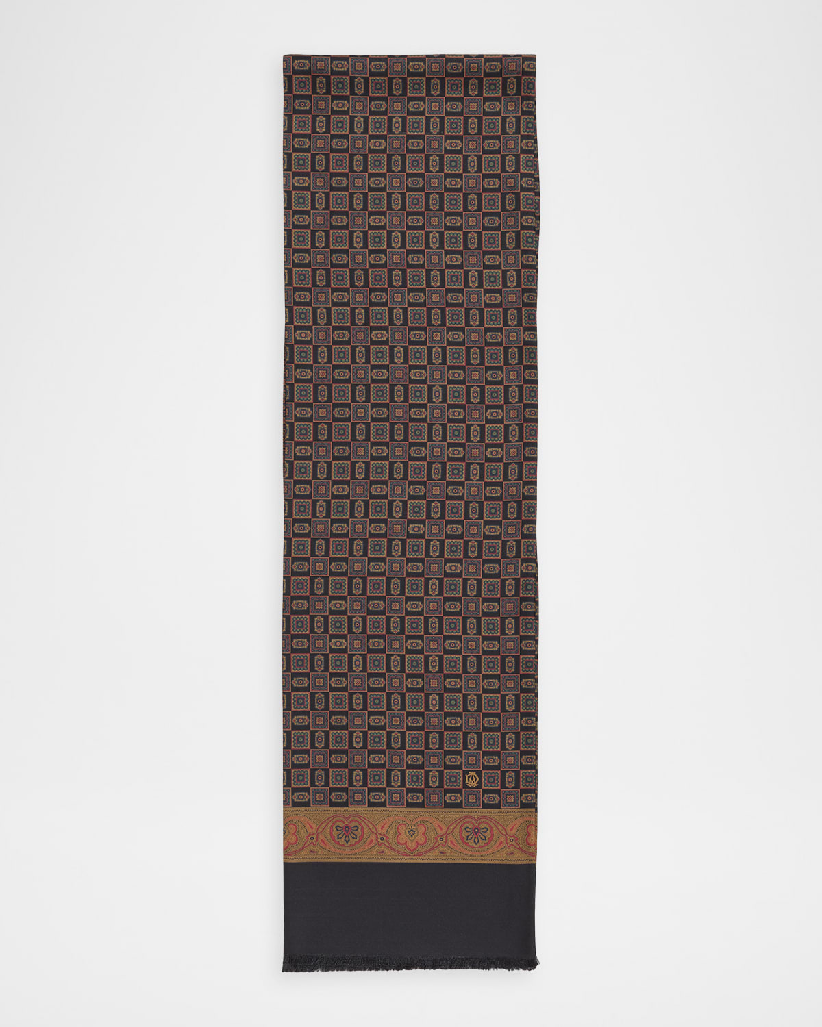dunhill Men 's Mulberry Silk Medallion Scarf