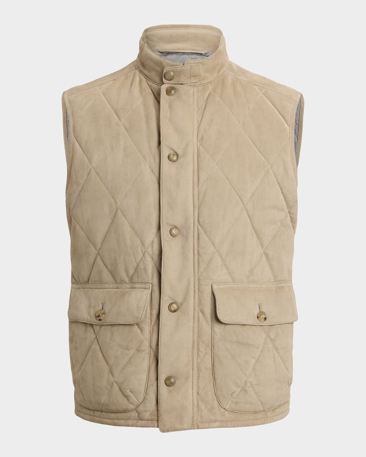 Ralph Lauren Men's Carleton Quilted Suede Vest In Brown