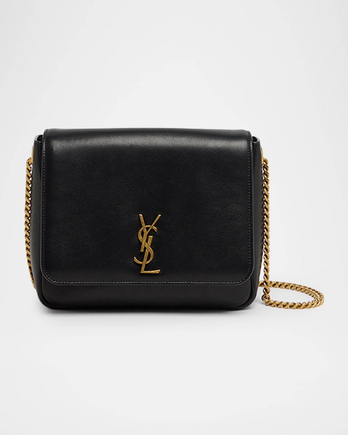 Saint Laurent Kate Ysl Flap Shoulder Bag In Leather In Black