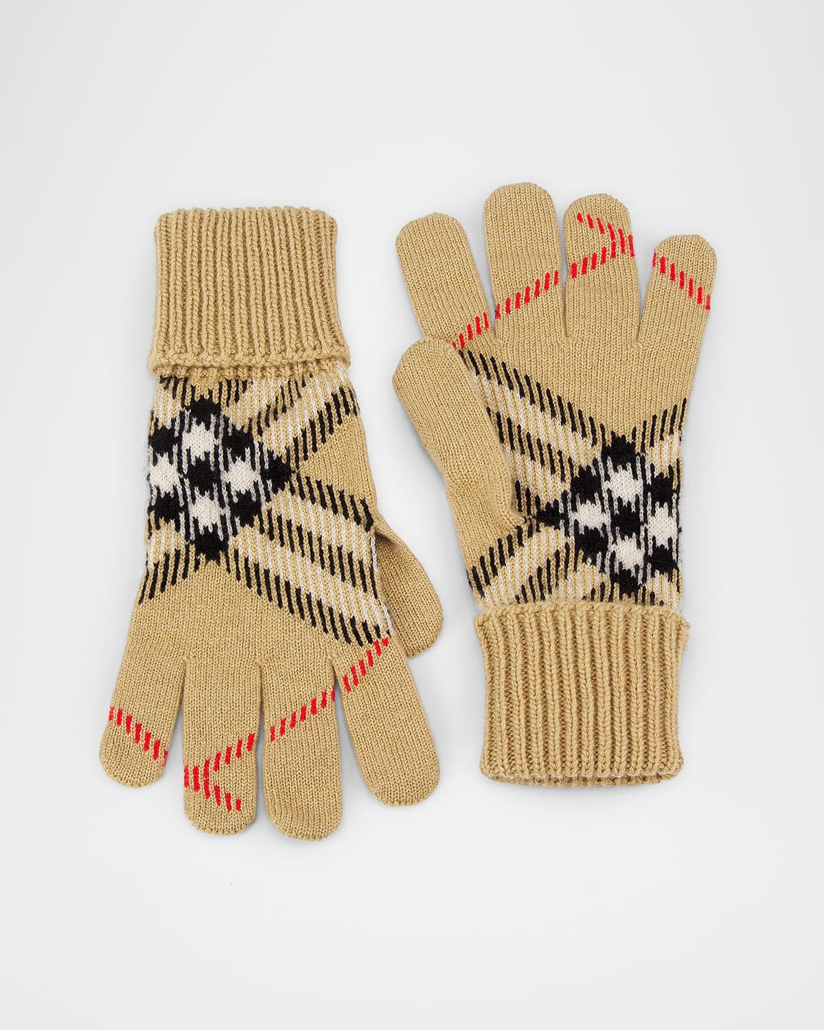 Burberry Check Cashmere-blend Gloves In Brown