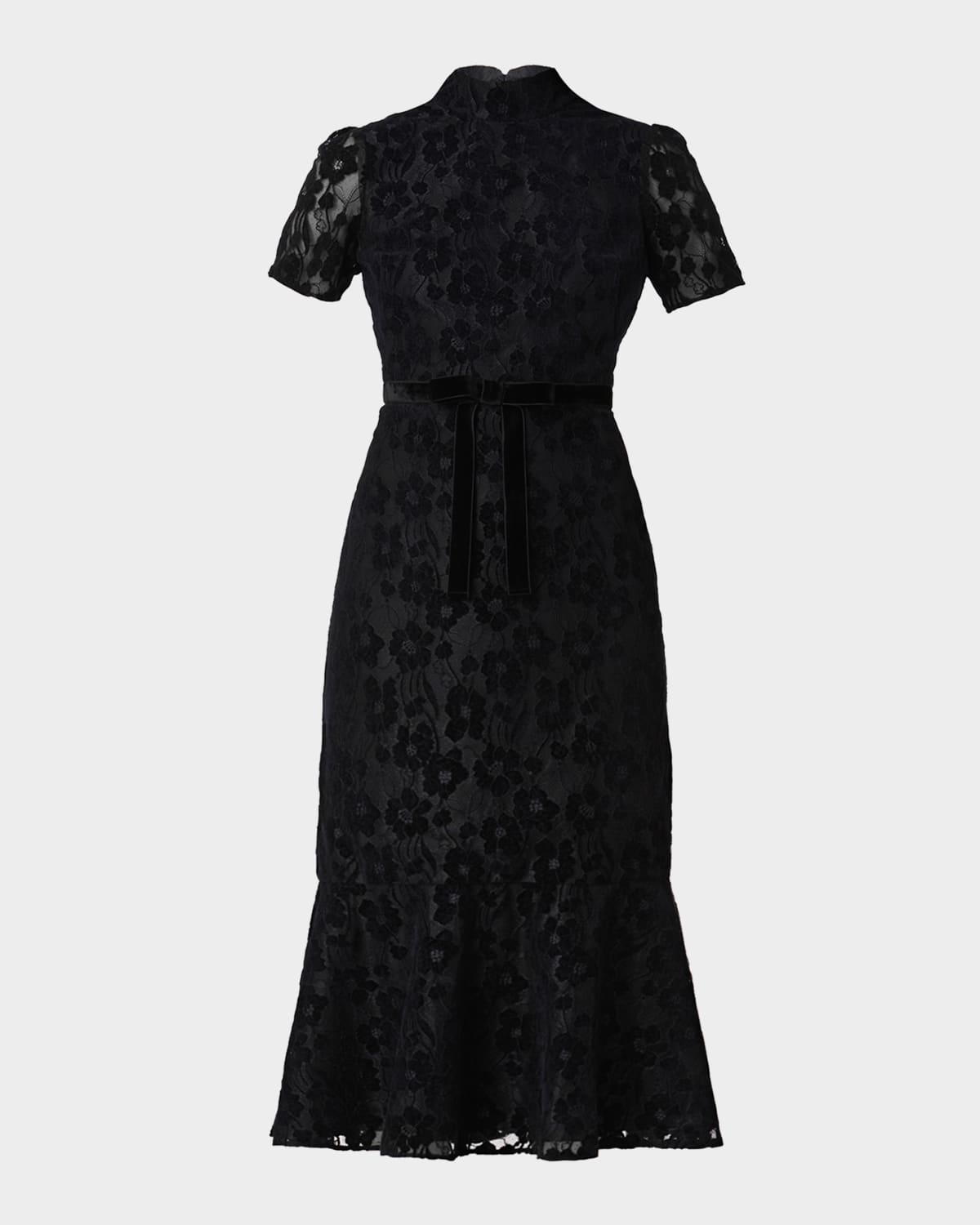 Shoshanna Pierre Bow-front Lace Mermaid Midi Dress In Multi