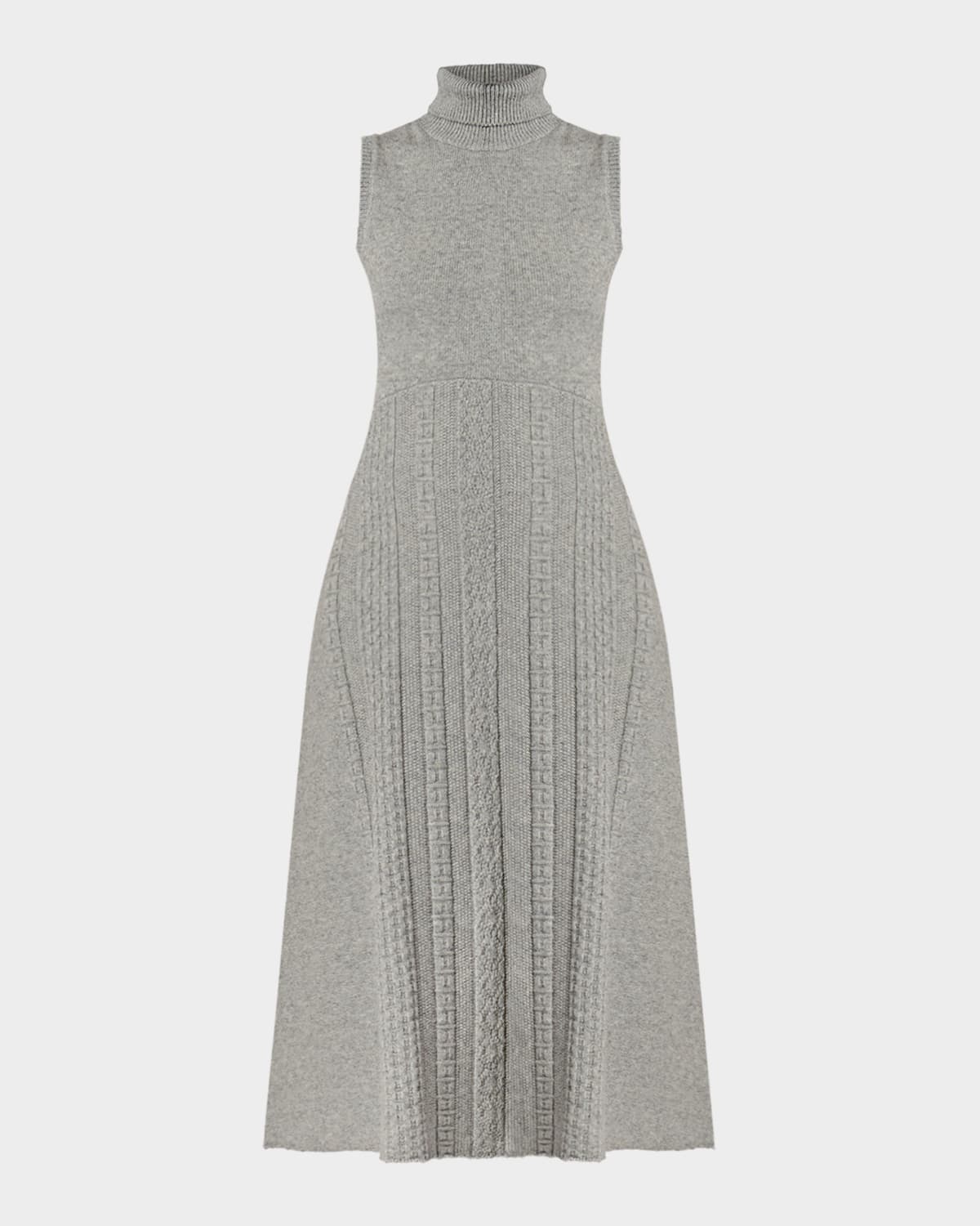 Shoshanna Carmella Sleeveless Turtleneck Knit Midi Dress In Gray
