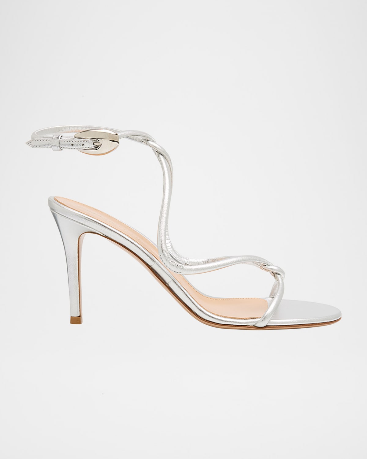 Gianvito Rossi Jungle Mamba Metallic Leather Ankle-strap Sandals In White