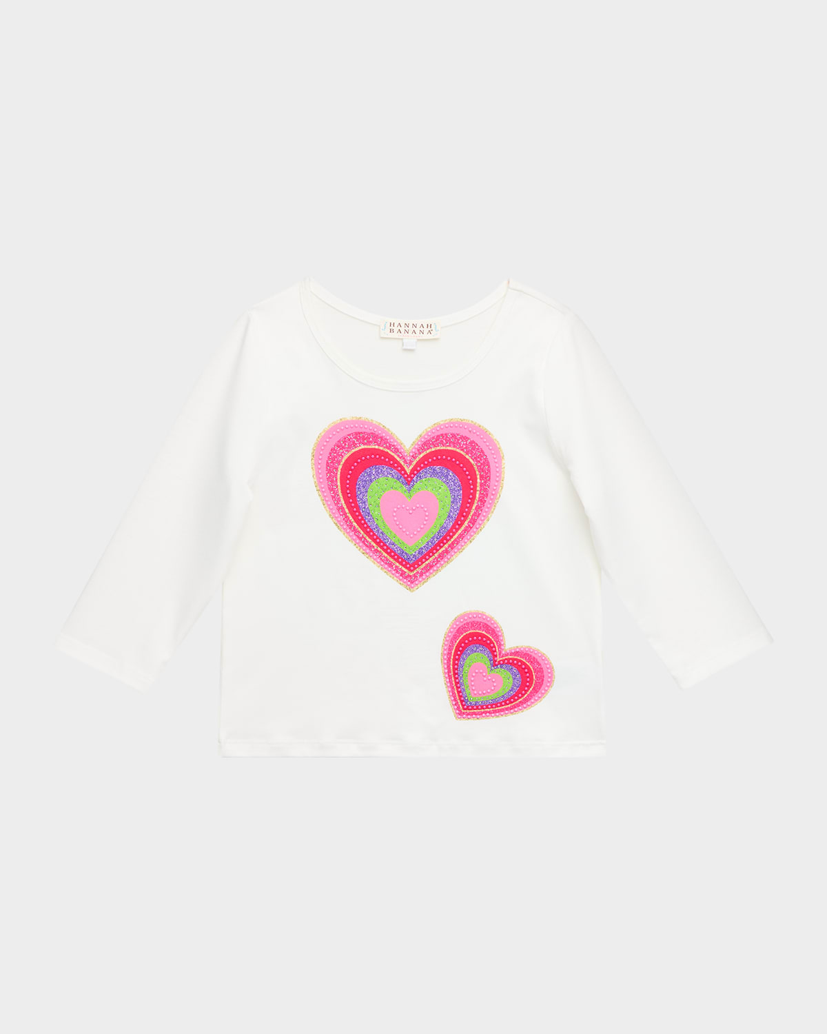Hannah Banana Girl 's Heart Graphic 3/4-Sleeve Sweatshirt, Size 2-