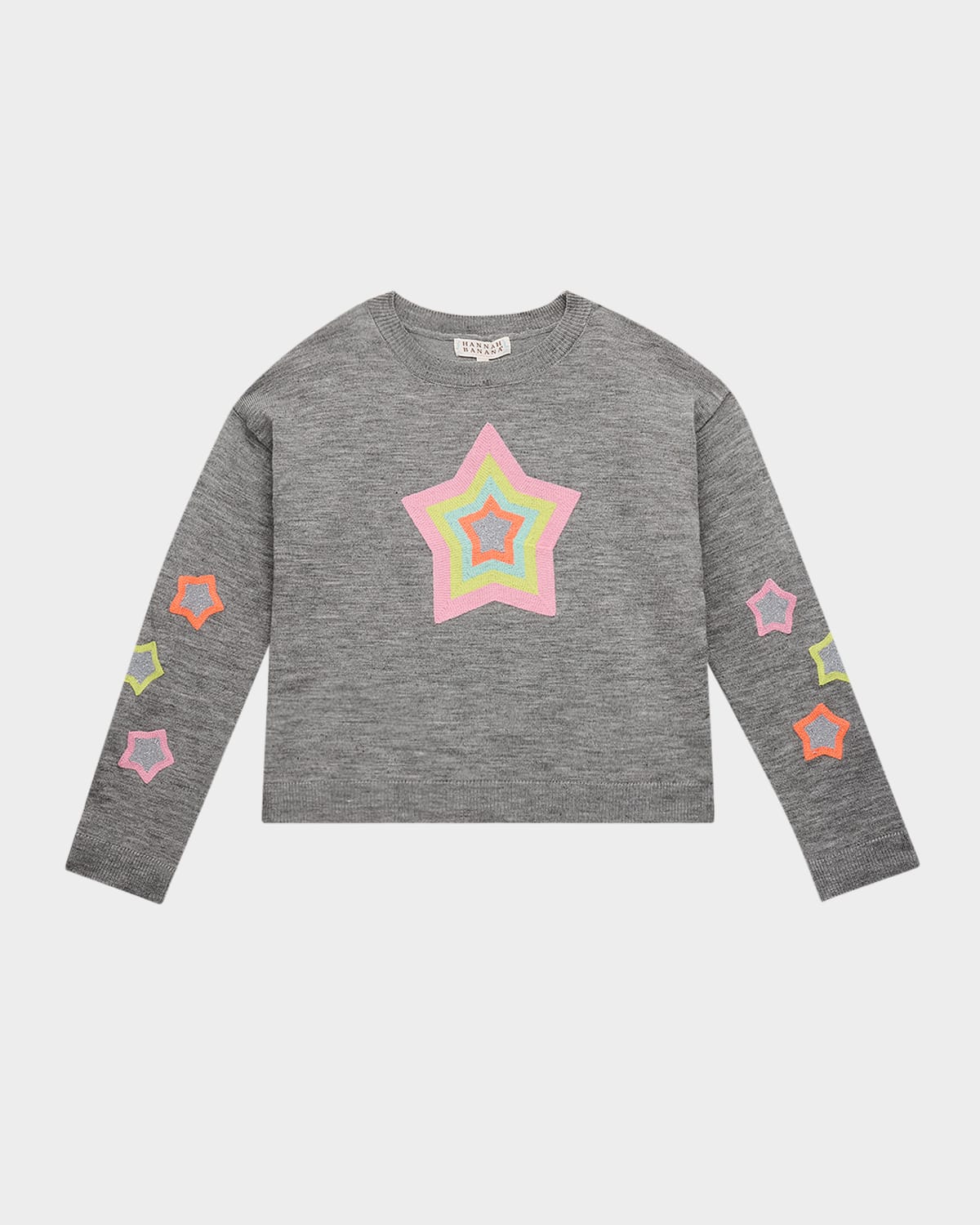 Hannah Banana Girl's Star Appliqué Sweatshirt In Brown