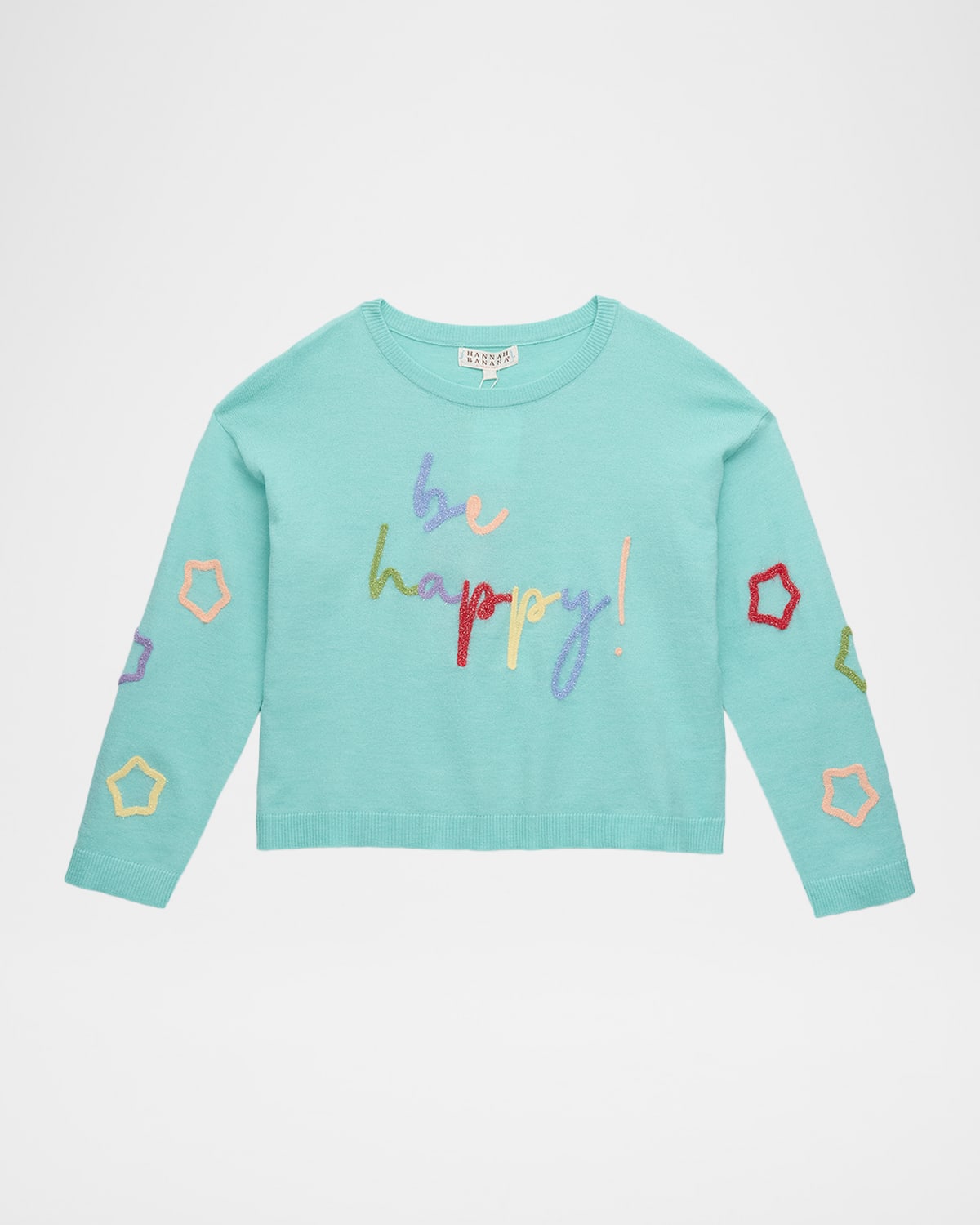 Hannah Banana Girl's Be Happy Embellished Sweatshirt In Blue
