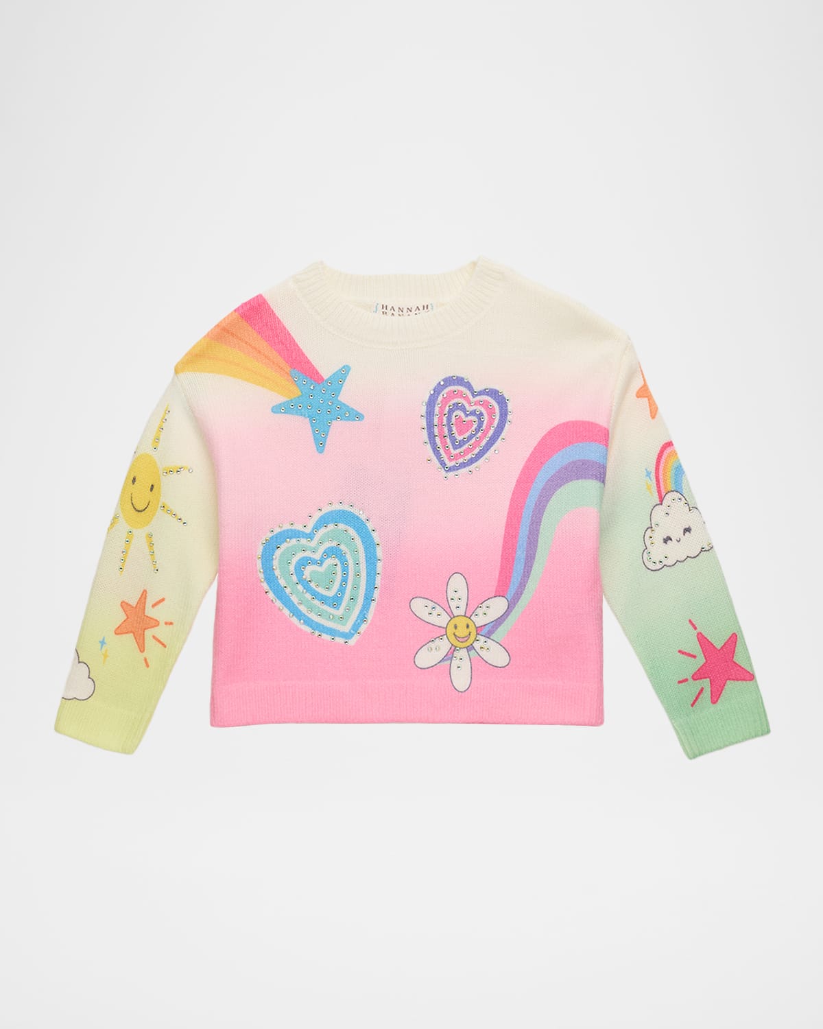 Hannah Banana Girl's Heart & Star Graphic-print Sweater In Multi
