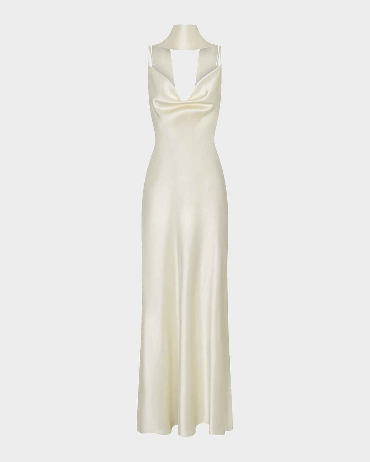 Nicholas Geneva Draped Satin Gown In White