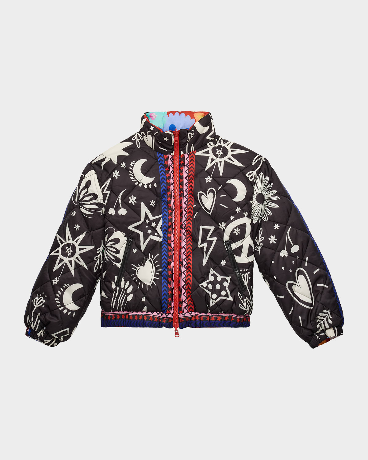 Hannah Banana Girl 's Reversible Puffer Jacket, Size 4-14