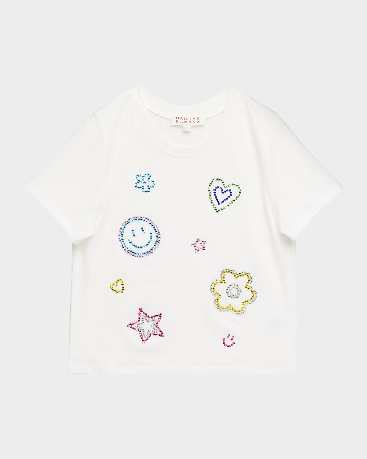 Hannah Banana Girl 's Rhinestone-Embellished Short-Sleeve T-Shirt, Size -10