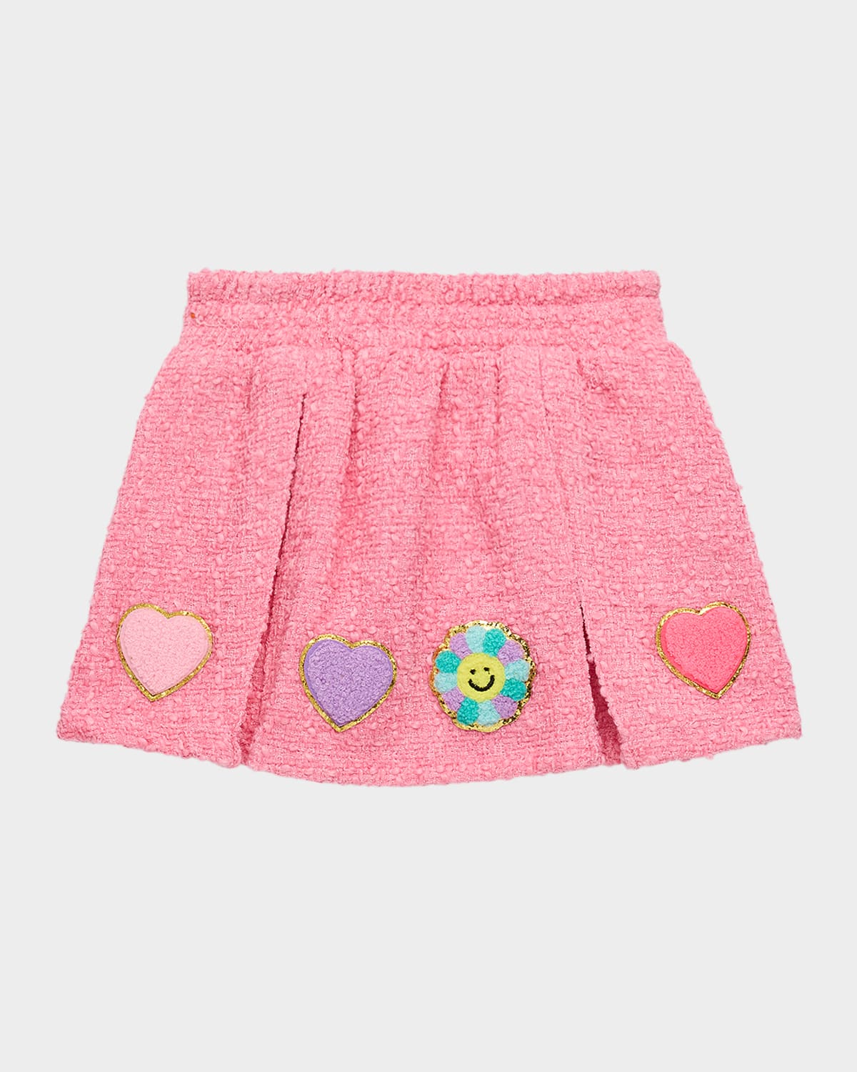Hannah Banana Girl's Appliquéd Tweed Mini Skirt In Pink
